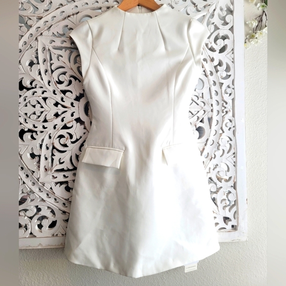 COMMENSSE WHITE MINI DRESS 2 FRONT PACK BACK ZIPPER CLOSURE FULL LINED NWT SZ XS - Picture 9 of 10